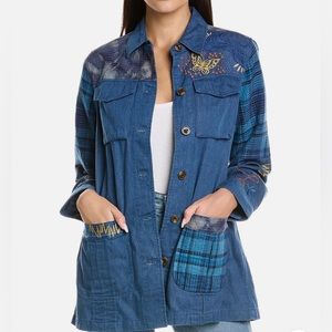 Johnny Was Moonlight Tie-Dye Military Jacket or Shacket Light weight sz L!